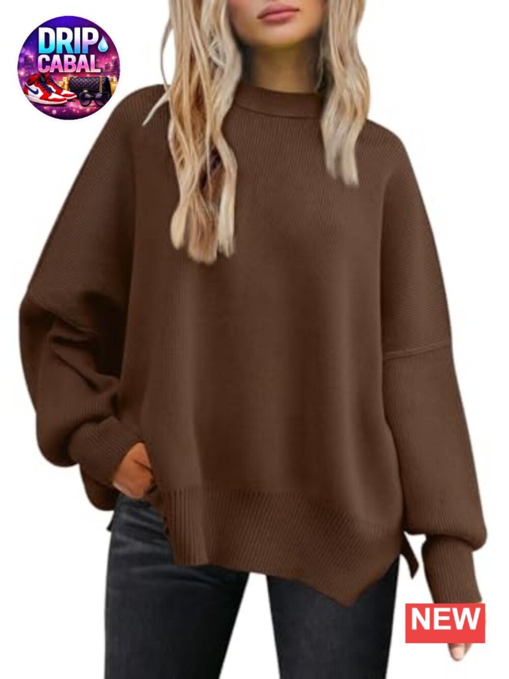 Oversized Crewneck Long Sleeve Sweater Viscose Blend Pullover Tunic